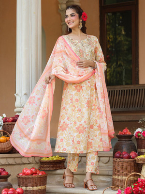 Janasya Women Kurta Pant Dupatta Set