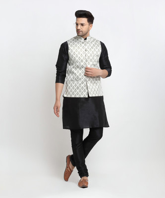 kaifoo Men Kurta Churidar Ethnic Jacket Set