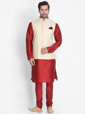 VASTRAMAY Men Kurta Pyjama Ethnic Jacket Set