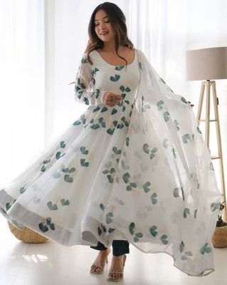 HouseOfCommon Women A-line White Maxi/Full Length Dress