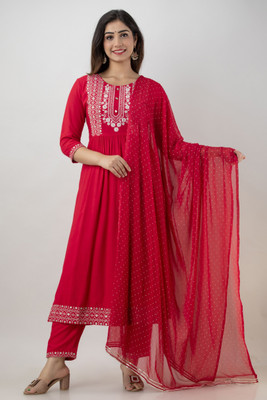 Charu Embroidered Kurta, Trouser/Pant & Dupatta Set