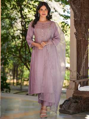 Janasya Women Kurta Pant Dupatta Set