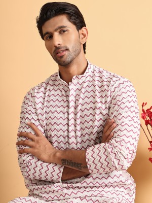 ANOUK Men Embroidered Straight Kurta(White)