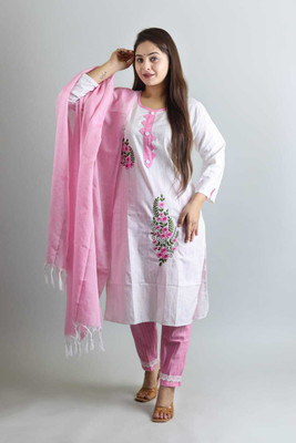 Sunbright Embroidered Kurta, Salwar & Dupatta Set