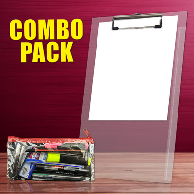 BOOKFORD Amazing Examination Combo Pack Set of 2 for kids-TP Clipboard & TP Zipper bag(Set of 1, White)