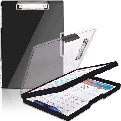 oddpod Heavy-Duty A4 Side-Opening Clip Pad with Clear Visible Top Panel(Set of 1, Black)