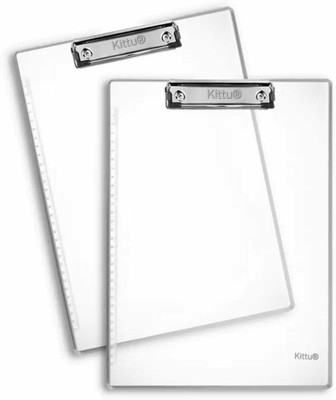 Dacto2pick Unbreakable Exam Writing Companion Crystal Clear Focus Transparent Clipboard(Set of 2, White)