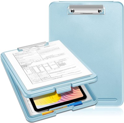 VDNSI A4 Clip Pad/Clipboard with Storage Case for Paper and Document Storage(Set of 1, Light Blue)