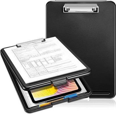CRAZYABBS A4 Clipboards with Clipboard Storage Plastic Folder Paper Holder Clip Storage(Set of 1, Multicolor)