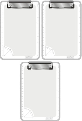 Soni Officemate 3pc Transparent Examinatin Board | Unbreakable Paper Clipboards | Flexible Board(Set of 3, White)