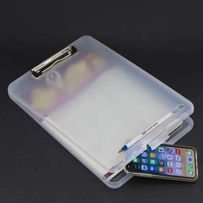 Kavid Clipboard with Storage with pen holder compartment Transparent(Set of 1, White)