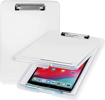 Bluedeal A4 Clip Pad/Clipboard with Storage Case for Paper and Document Storage(Set of 1, White)
