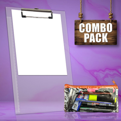 BOOKFORD Interesting Examination Combo Pack Set of 2 for kids-TP Clipboard &TP Zipper bag(Set of 1, White)