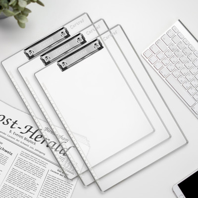 Cartref Transparent Unbreakable Plastic Clipboard Exam Pad(Set of 3, Silver)