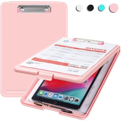 OXMEZA A4 Clip Pad/Clipboard with Storage Case for Paper and Document Storage(Set of 1, Pink)
