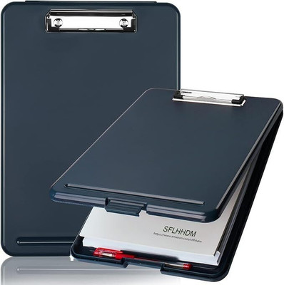 AQUATIDE A4 Clipboard with Storage Box, Pen Holder & Strong Clip – Durable File Folder(Set of 1, Black)