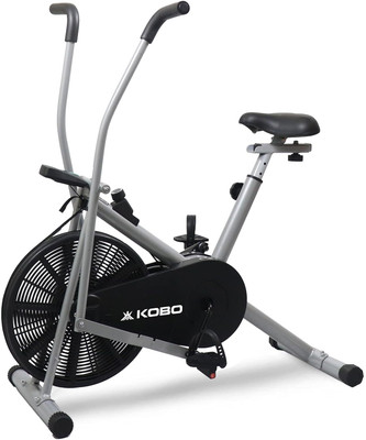 KOBO Dual Action Indoor Exercise Air Bike Cycle for Home Cardio Weight Loss Gym Workout Dual-Action Stationary Exercise Bike(Grey)