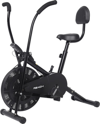 Reach AB-110BS Air Bike Stationary Exercise Cycle With Back Support Seat & Moving handle Upright Stationary Exercise Bike(Black)