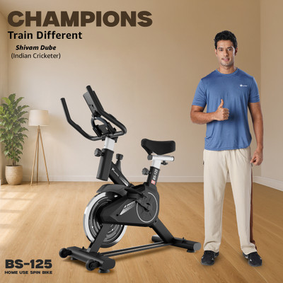Powermax Fitness BS-125 Upright for Home Pulse Sensor 7kg Flywheel Spinner Exercise Bike(Black, White)