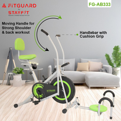 FITGUARD FG AB 333 By STAYFIT Multi Spin Trainer Moving Handle Backrest Twister & Pushup Indoor Cycles Exercise Bike(Green, Black)