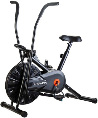 Sparnod Fitness SAB-06_R Air Bike with Height Adjustable seat without Back Rest and Resistance Upright Stationary Exercise Bike(Black)