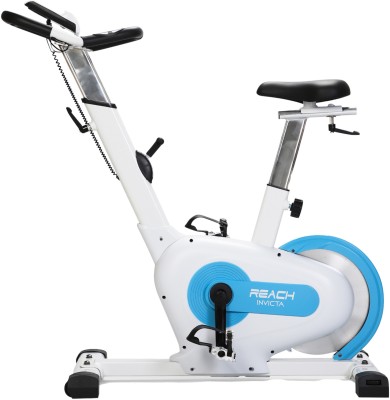Reach Invicta Exercise Cycle for Home Gym | Spin Bike with Magnetic Resistance Upright Stationary Exercise Bike(White, Blue)
