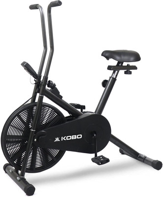 KOBO Indoor Exercise Air Bike Cycle for Home Cardio Weight Loss Gym Workout Dual-Action Stationary Exercise Bike(Grey)