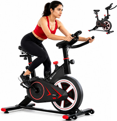 Maxpro MP007 Spin Bike 8kg Flywheel Adjustable Resistance User Wt.100Kg Max Gym Cycle Indoor Cycles Exercise Bike(Black, Red)
