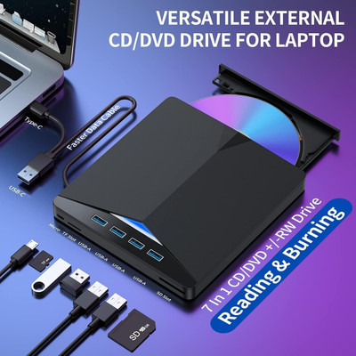 OG X NEXSA 7-in-1 USB 3.0 External DVD Player & Burner External DVD Writer(Black)