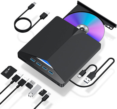 OG X NEXA WITH DEVICE USB 3.0 & Type-C External CD/DVD Drive – Portable +/-RW DVD Player External DVD Writer(Black)