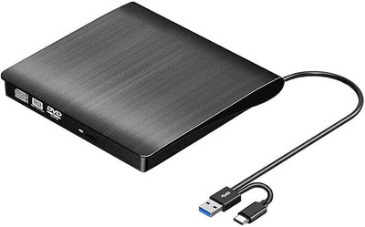 Sancy USB 3.0 USB-C Portable External CD DVD+/-RW Disk Drive Burner CD-ROM Reader External DVD Writer(Black)