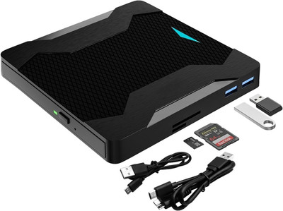 RuhZa Drive/DVD Player for Laptop, CD Burner Compatible with Desktop PC Laptop External DVD Writer(Windows Linux OS Ap&Ple Mak- Black)