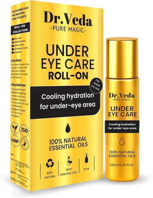 DrVeda Under Eye Care Roll On for Dark Circles, Puffiness & Fine Lines – 100% Natural(10 ml)
