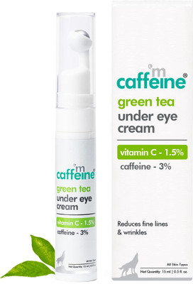 mCaffeine Green Tea Under Eye Cream for Dark Circles, Puffy Eyes, Wrinkles Removal(15 ml)