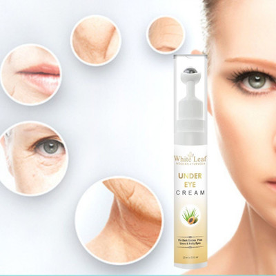 White Leaf Under Eye Cream for Dark Circles for Women | 15 ml , Cooling Massage Roller(15 ml)