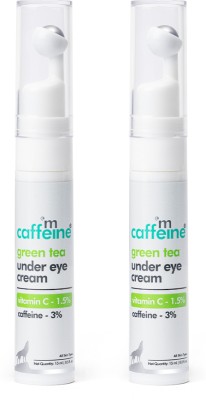 mCaffeine Green Tea Under Eye Cream for Dark Circles Puffy Eyes Wrinkles Removal|Pack of 2(15 ml)