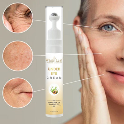 White Leaf Under Eye Cream|To reduce Dark Circles, Puffiness |With Massage Roller|15 ml(15 ml)