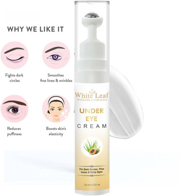 White Leaf Natural Under Eye Cream For Built-In Cooling Massage Roller Men & Women(15 ml)