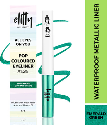 Elitty Power Move | Waterproof Liquid Eyeliner | Metallic Finish | Lasts Upto 12 Hours 4 ml(Power Move-Emerald Green)