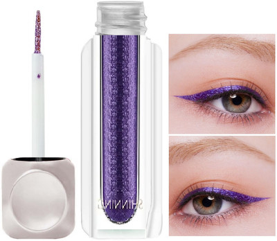 MYEONG Purple Sparkling Glitter Metallic Waterproof Liquid Eyeliner 3.5 ml(Shiny Purple)