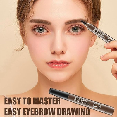 YAWI 4 Point Eyebrow Pen| Waterproof & Smudge-proof, One Swipe Application 1 ml(Brown)