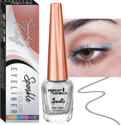 Ramp Walk waterproof matte liquide eyeliner for women up to 5 to 8 hour stay 7 ml(Silver)