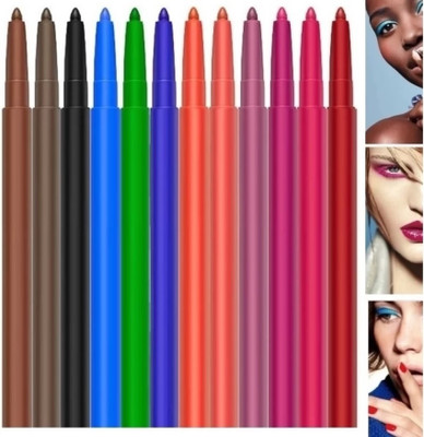 USBK COLOR FULL EYELINER SET OF 12 BEST FOR EYE & LIPS 24 g(MULTICOLORED)