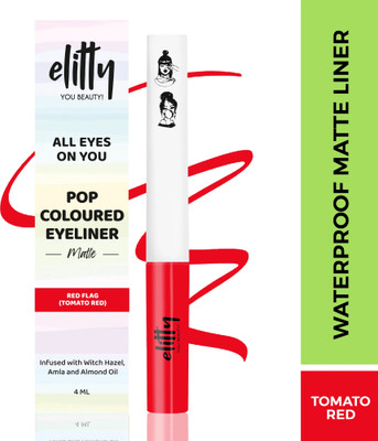 Elitty Red Flag | Waterproof Liquid Eyeliner | Matte Finish | Lasts Upto 12 Hours 4 ml(Red Flag-Tomato Red)