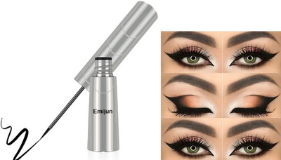 Emijun Liquid Waterproof Eyeliner Intense Black Pigment | Precision Brush Tip 6 ml(BLACK)