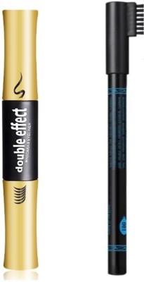 Facejewel Double Effect Waterproof Mascara WithEyeliner And Black Eyebrow Pencil 5 ml(Black)