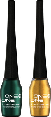 One on One Waterproof Eyeliner, Set of 2 | Long lasting Eyeliner, Smudge Proof Eye Makeup 10 ml(Multi-Color)