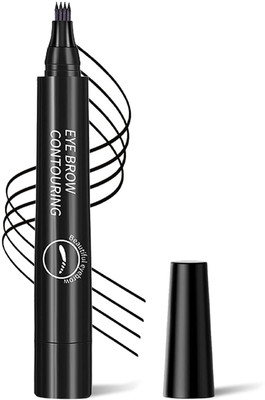 TRK IMPEX Waterproof Natural Eyebrow Long-Lasting 4 Tip Eye Brow Pencils Easy To Use 1 PCS 12 ml(BLACK)
