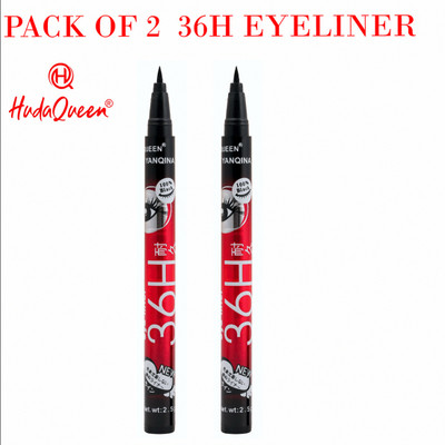 HUDA QUEEN Long-Lasting Eyeliners 36H Waterproof Pack of 2 Duo 5 ml(BLACK)