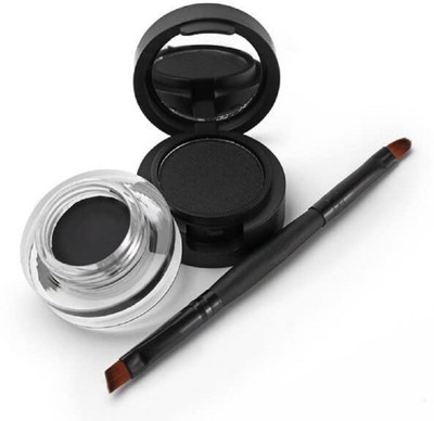 Emijun Gel Kajal Cake & Eye Liner 2 in 1 with Dual Side Applicator Brush 7 g(BLACK)